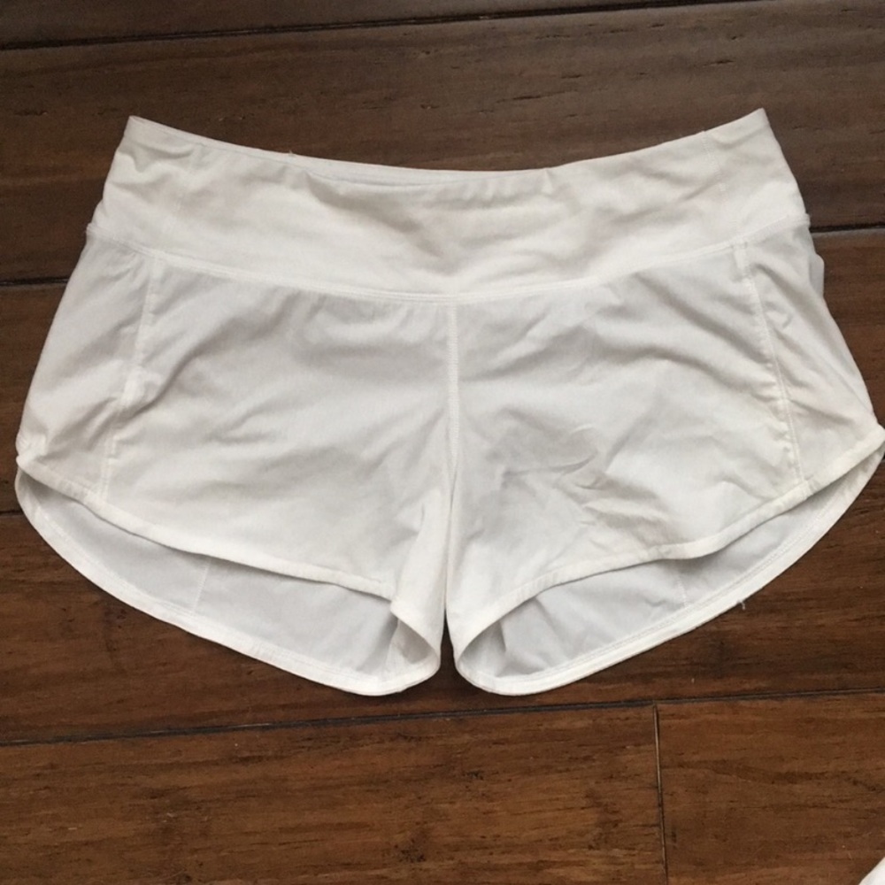 White lululemon speed up shorts